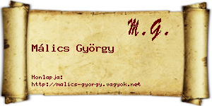 Málics György névjegykártya