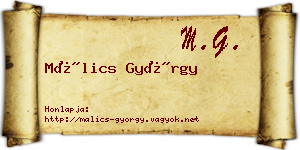 Málics György névjegykártya